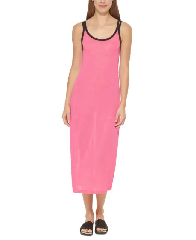 Dkny Women's Double Strap Dress Cover Up Swimsuit Pink sold by Ruumur