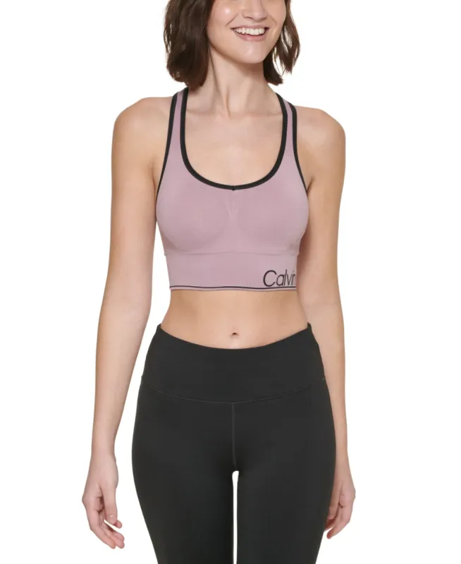 Calvin Klein Women's Medium Impact Racerback Sports Bra Brown sold by Ruumur