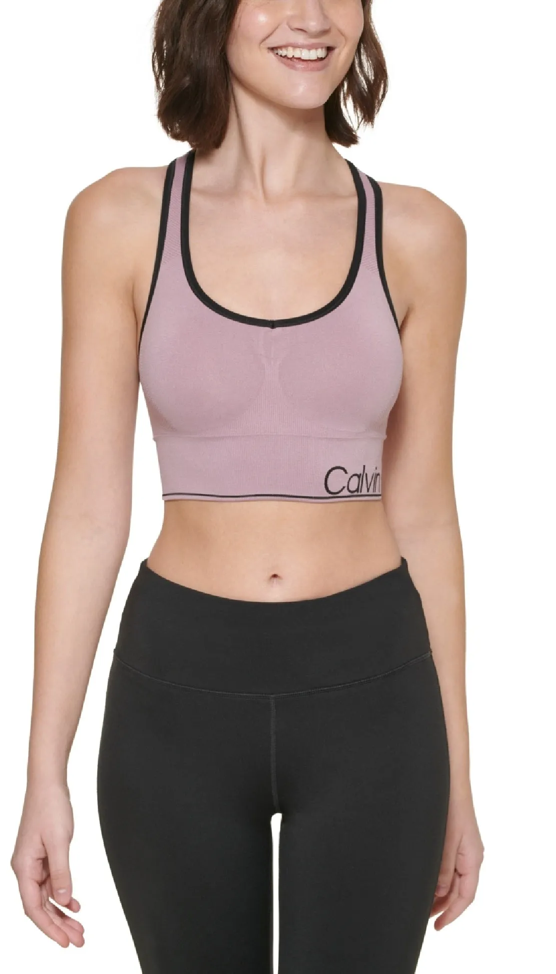 Calvin Klein Women's Medium Impact Racerback Sports Bra Brown sold by Ruumur product image thumbnail 4