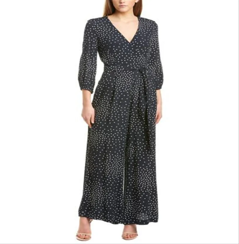Taylor Women's Polka-Dot Surplice Jumpsuit Black Size 2 sold by Ruumur