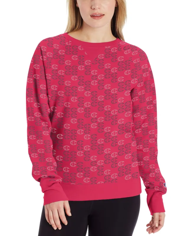 Champion Women's Powerblend Print Sweatshirt Pink Size Small sold by Ruumur