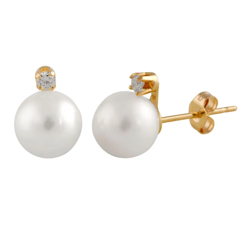 Splendid Pearls 14K Yellow Gold Diamond Earrings RB-66WY sold by Ruumur