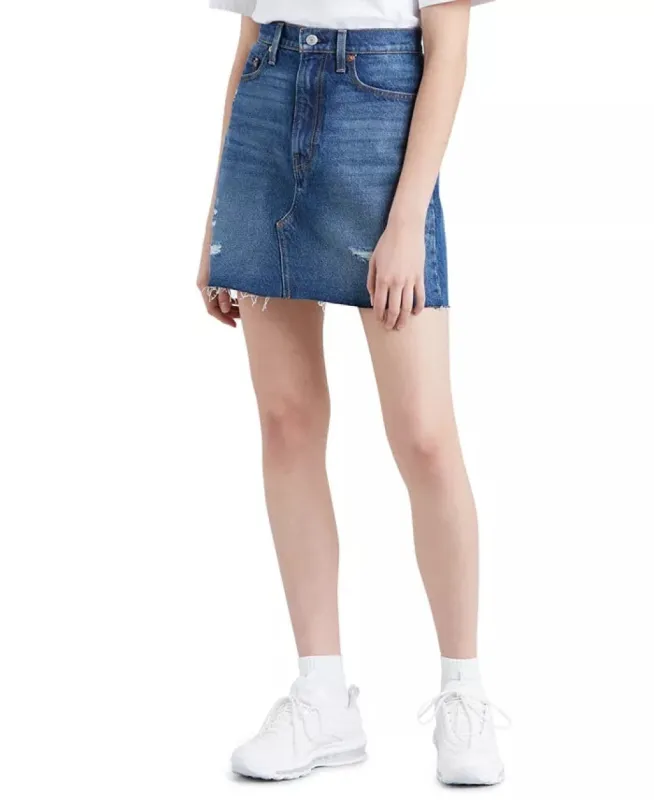 Levi's Women's Iconic Cotton Denim Mini Skirt Blue Size 27 sold by Ruumur
