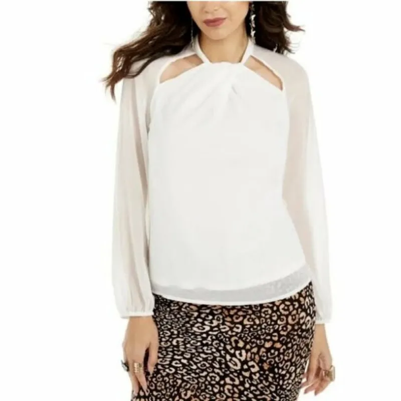 Thalia Sodi Women's Twist Neck Cutout Top White Size Small sold by Ruumur