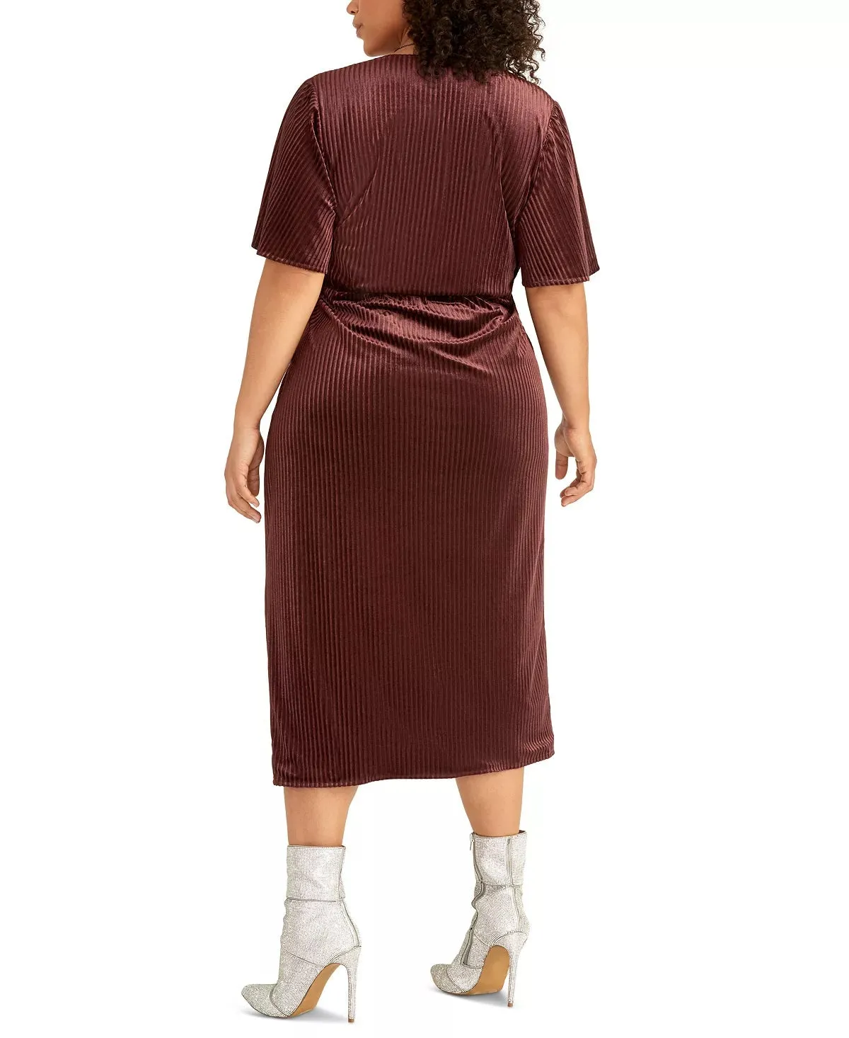 Rachel Roy Women's Velvet Short Sleeve V Neck Midi Wrap Dress Wear To Work Dress Purple Size 2X sold by Ruumur product image thumbnail 2