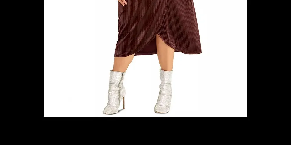 Rachel Roy Women's Velvet Short Sleeve V Neck Midi Wrap Dress Wear To Work Dress Purple Size 2X sold by Ruumur product image thumbnail 3