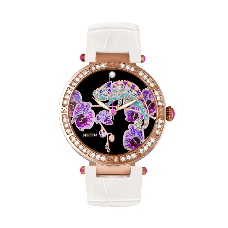 Bertha Camilla Mother-Of-Pearl Leather-Band Watch - White sold by Ruumur