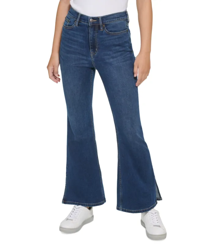 Calvin Klein Women's High Rise Flared Slit Hem Jeans Blue Size 31 sold by Ruumur