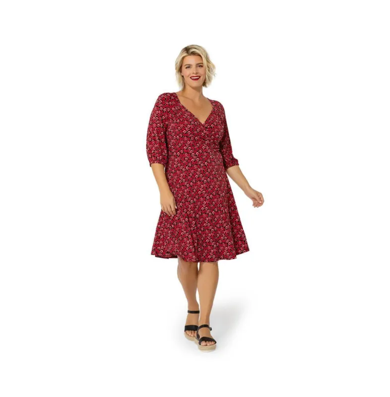 Leota Women's Puff Sleeve Sweetheart Becca Dress Red Size 1X sold by Ruumur