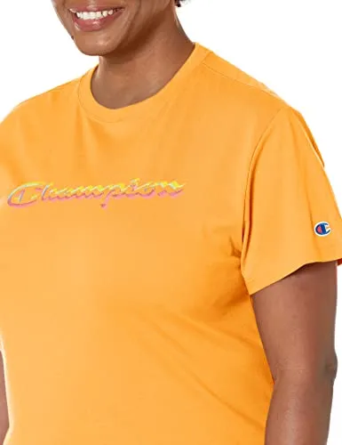 Champion Women's Classic Logo T-Shirt Orange Size X Small sold by Ruumur product image thumbnail 3