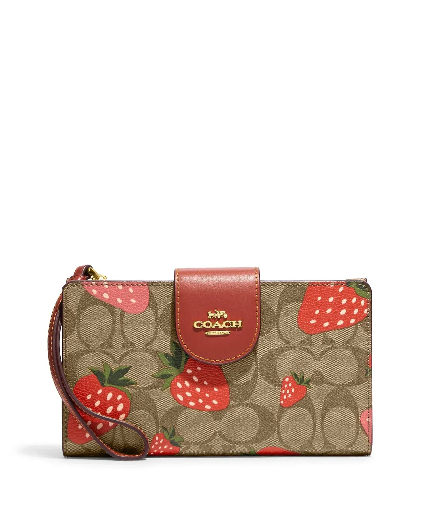 Coach Tech Wallet In Signature Canvas With Wild Strawberry Print sold by Ruumur
