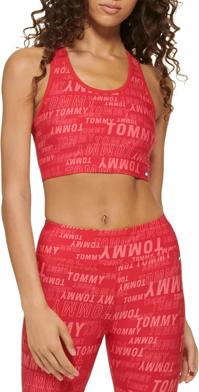 Tommy Hilfiger Women's Low Impact Monogram Sports Bra Red Size Medium sold by Ruumur