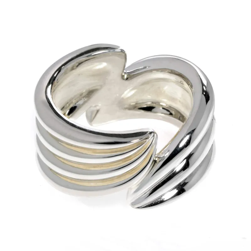 Salvatore Ferragamo Wedge Sterling Silver Band Ring Sz. 5.25 703429 made by Salvatore Ferragamo