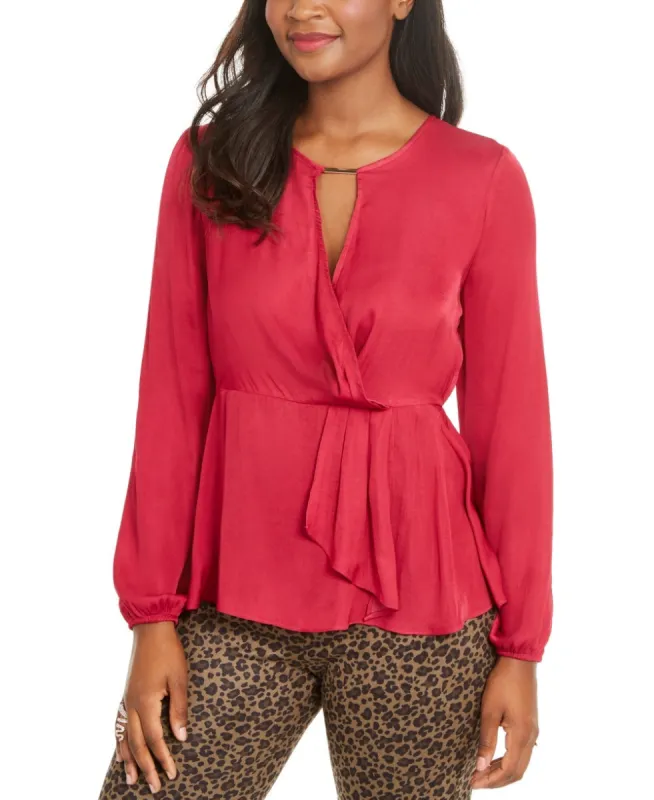 Thalia Sodi Women's Ruffled Keyhole Top Pink Size Small sold by Ruumur