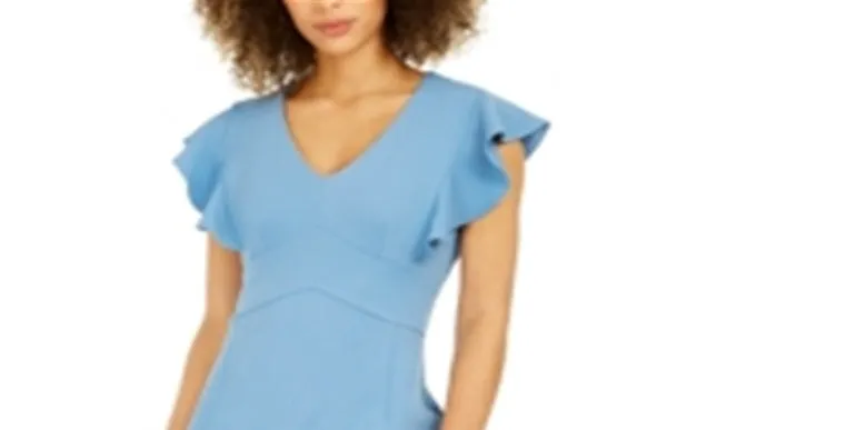 Ny Collection Women's Ruffle Sleeve Dress Blue Size Petite Small sold by Ruumur product image thumbnail 2