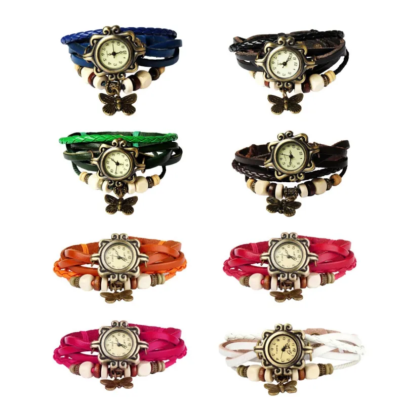 Vintage Women\'s Watch Bohemian Handmade Leather Watch Quartz Wrist Watch Fashion sold by Ruumur