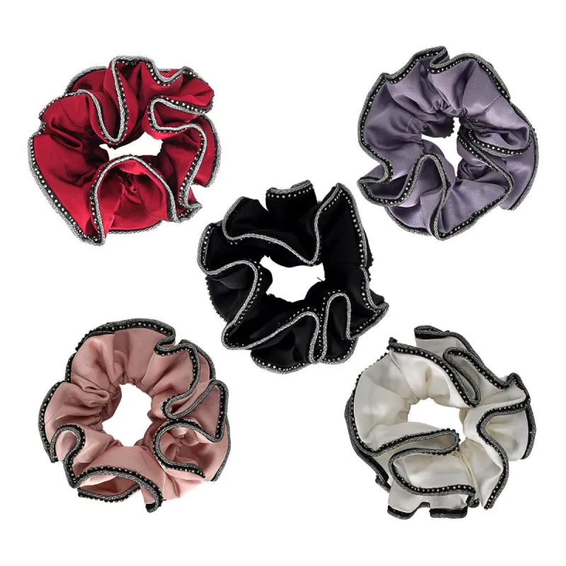 MEDIUM CRYSTAL TRIM SCRUNCHIES BUNDLE OF 5 sold by Ruumur