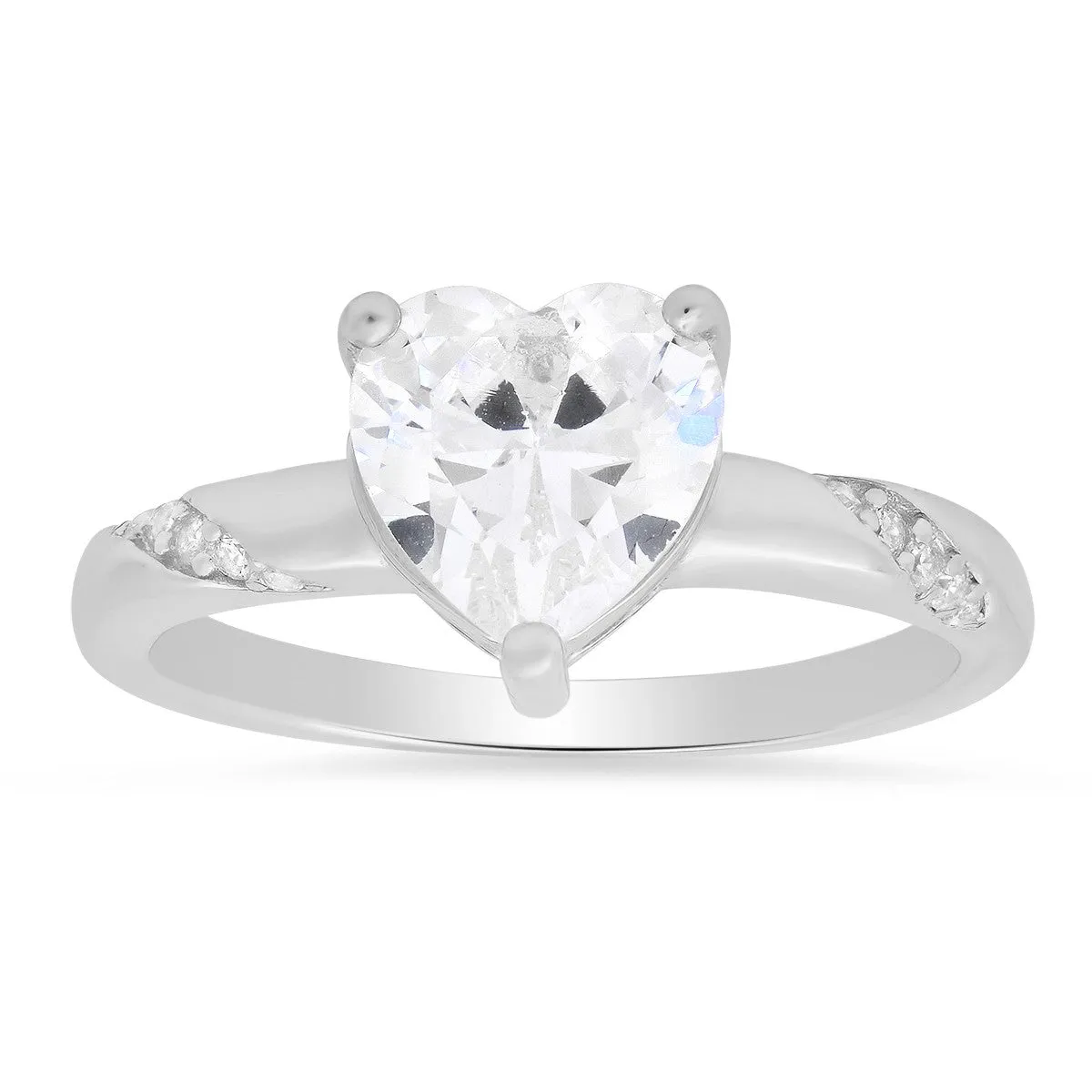 Sterling Silver Heart-cut CZ Ring sold by Ruumur