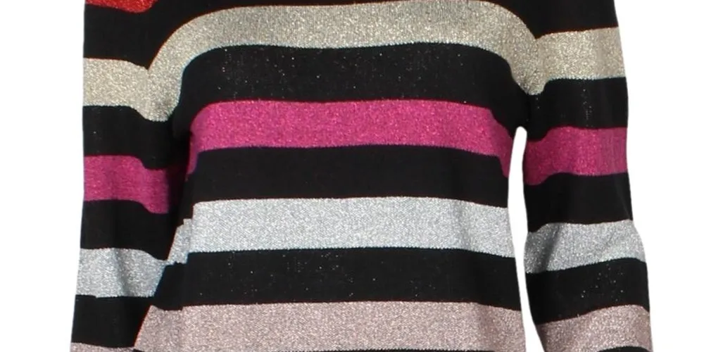 Maison Jules Women's Metallic Turtleneck Pullover Sweater Black Size X-Small sold by Ruumur product image thumbnail 3