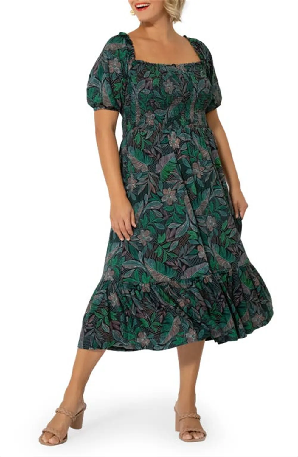 Leota Women's Kelly Ruffle Hem Dress Green Size 3X sold by Ruumur