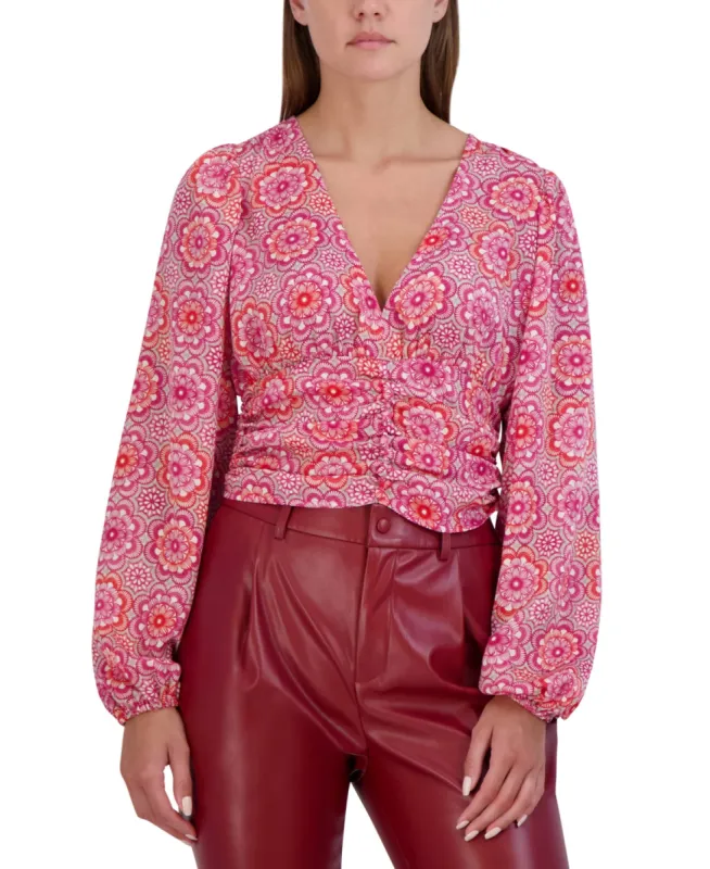 BCBGeneration Women's Cropped Floral Shirred Top Pink Size Medium sold by Ruumur