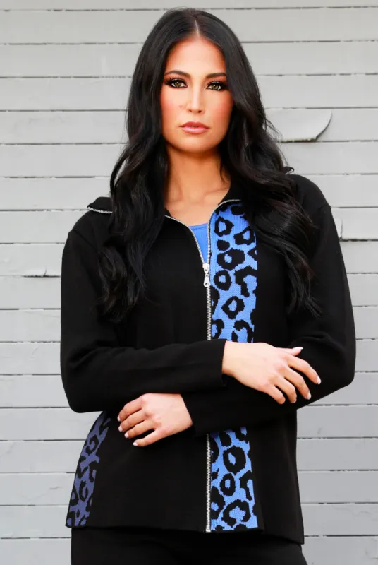 Angel Apparel Leopard Zip Cardigan sold by Ruumur
