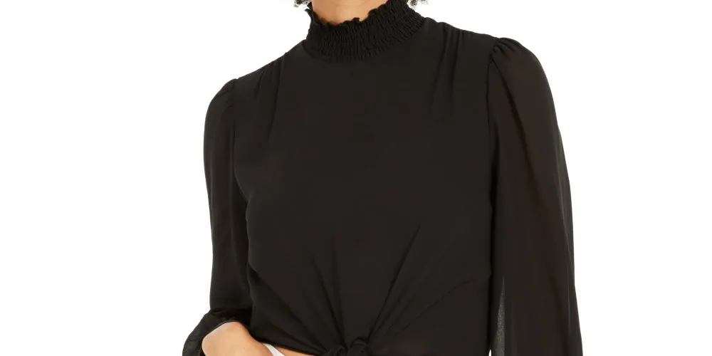 Lucy Paris Women's Mock-Neck Tie-Hem Top Black Size Small sold by Ruumur product image thumbnail 2
