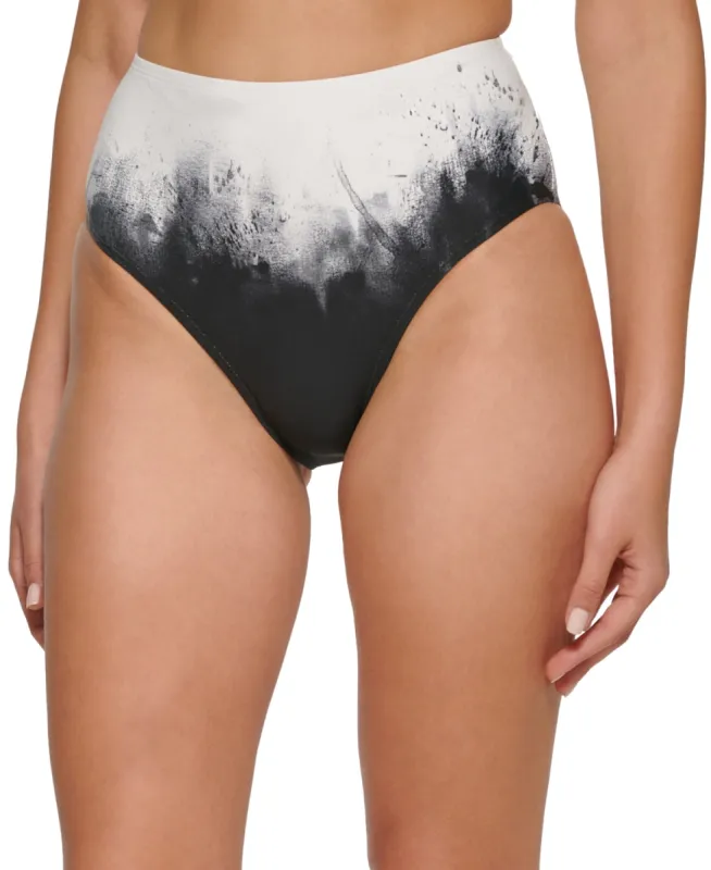 Calvin Klein Women's Printed High Waist Bikini Bottoms Swimsuit Black made by Ruumur
