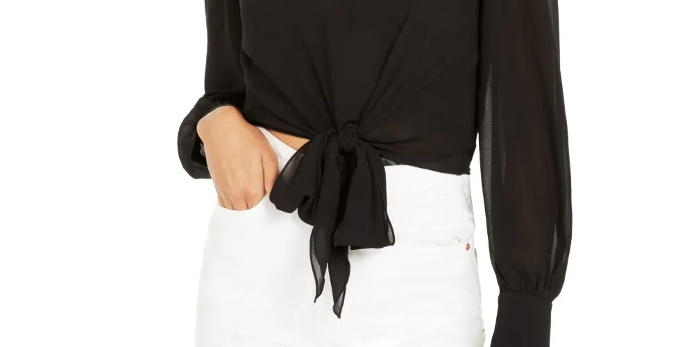 Lucy Paris Women's Mock-Neck Tie-Hem Top Black Size Small sold by Ruumur product image thumbnail 3