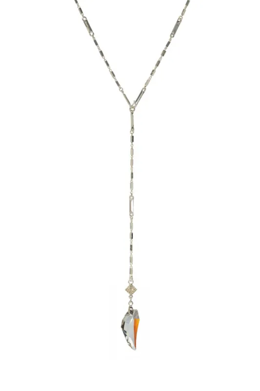 Geometric Aurora Borealis Swarovski Crystal Drop Necklace sold by Ruumur