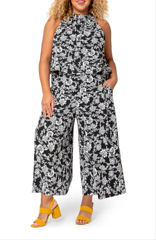 Leota Women's Skyler Floral Jumpsuit Black Size 1X sold by Ruumur