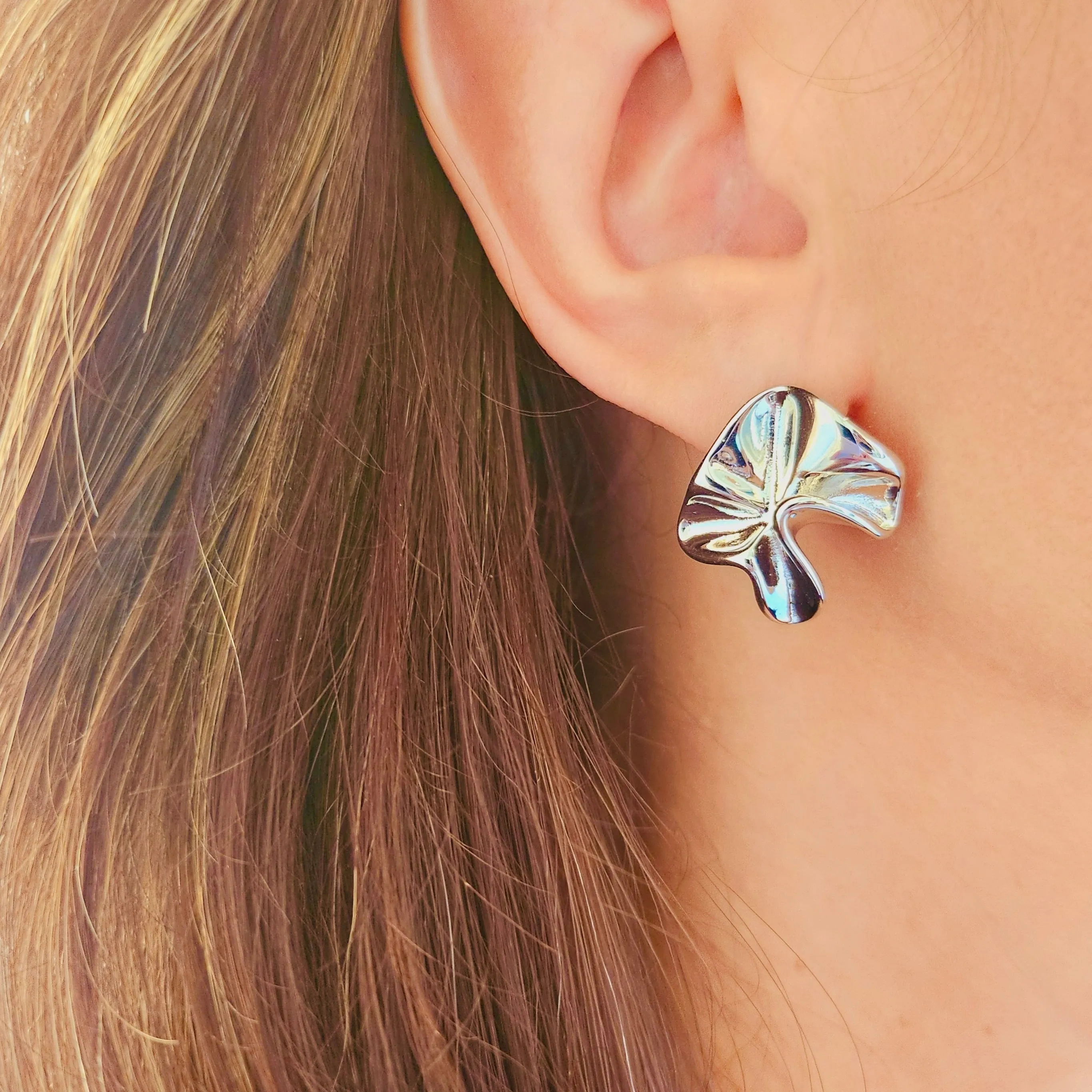 Modern Flower Stud Hypoallergenic Earrings sold by Ruumur