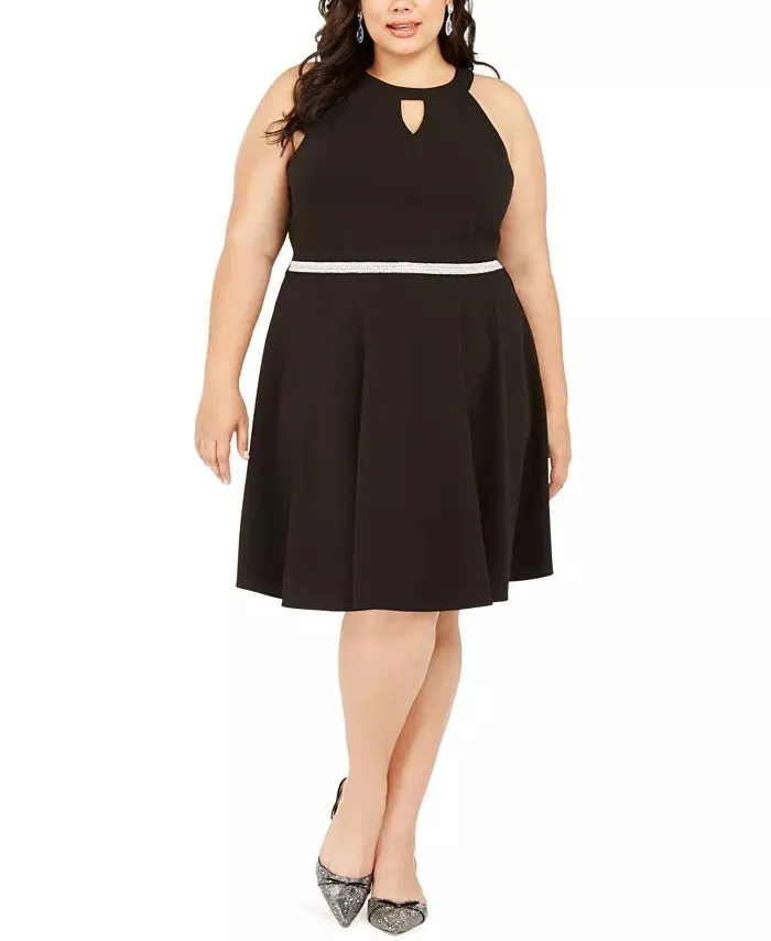 Emerald Sundae Women's Beadd Halter Cocktail Dress Black Size 2X sold by Ruumur