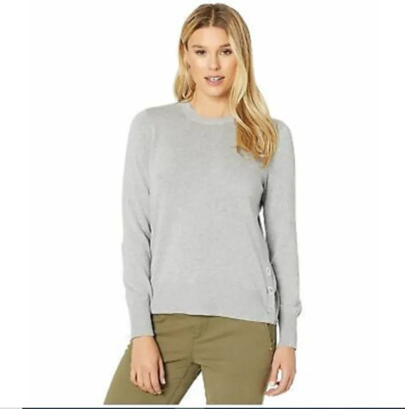 Michael Kors Women's Snap Hem Sweater Grey Size X-Large sold by Ruumur