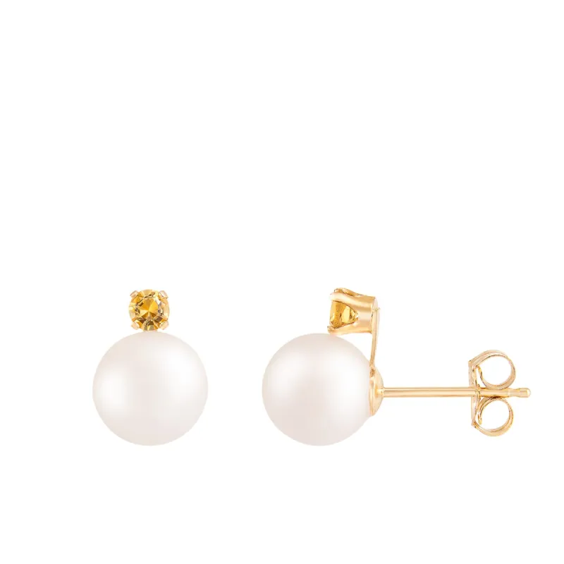 Splendid Pearls 14K Yellow Gold Citrine Earrings sold by Ruumur