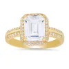 Sterling Silver Emerald-cut Halo CZ Ring sold by Ruumur