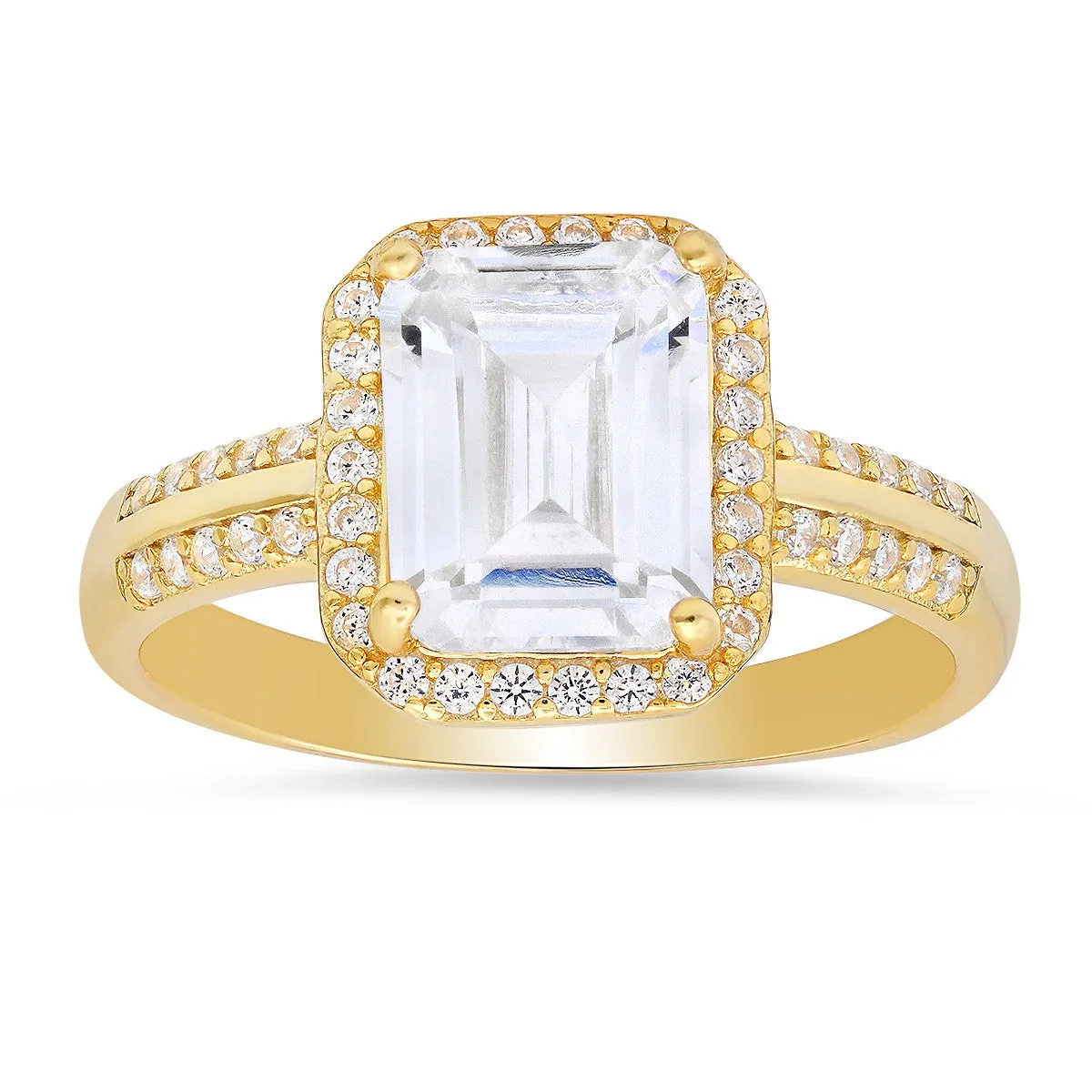 Sterling Silver Emerald-cut Halo CZ Ring sold by Ruumur product image thumbnail 3