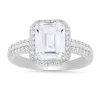 Sterling Silver Emerald-cut Halo CZ Ring sold by Ruumur