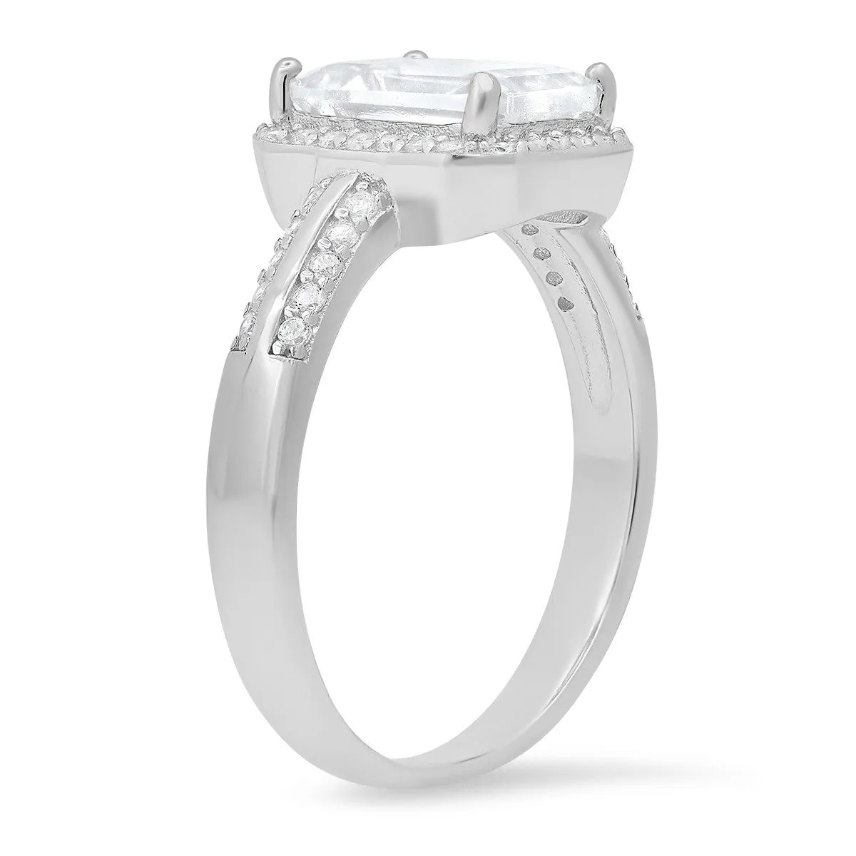 Sterling Silver Emerald-cut Halo CZ Ring sold by Ruumur product image thumbnail 2