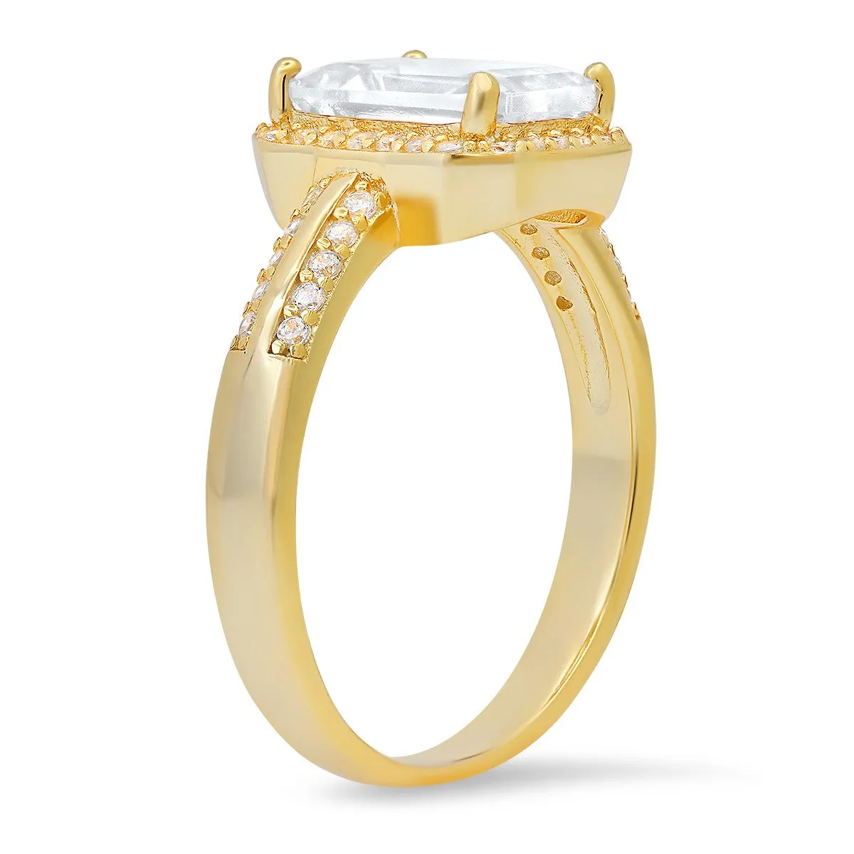 Sterling Silver Emerald-cut Halo CZ Ring sold by Ruumur product image thumbnail 4