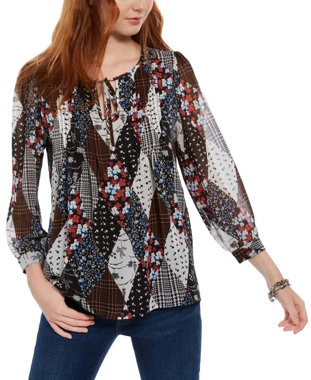 Tommy Hilfiger Women's Long-Sleeve Bayview-Dot Pintuck Top Charcoal Size X-Large sold by Ruumur