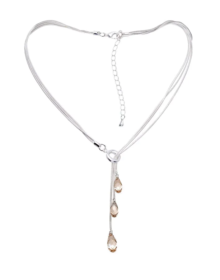 Gold Shadow Swarovski Crystal Lariat Necklace sold by Ruumur