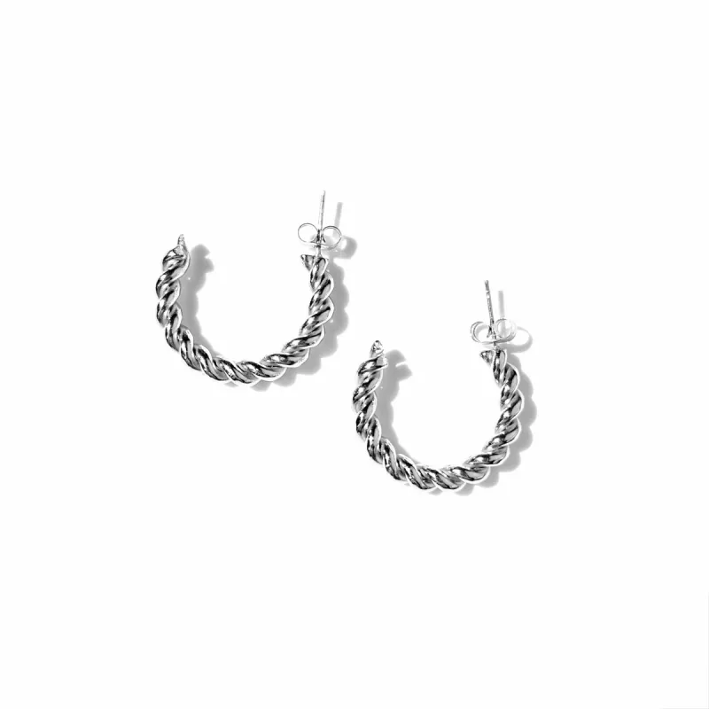 Classic Cable Hoop Hypoallergenic Earrings sold by Ruumur