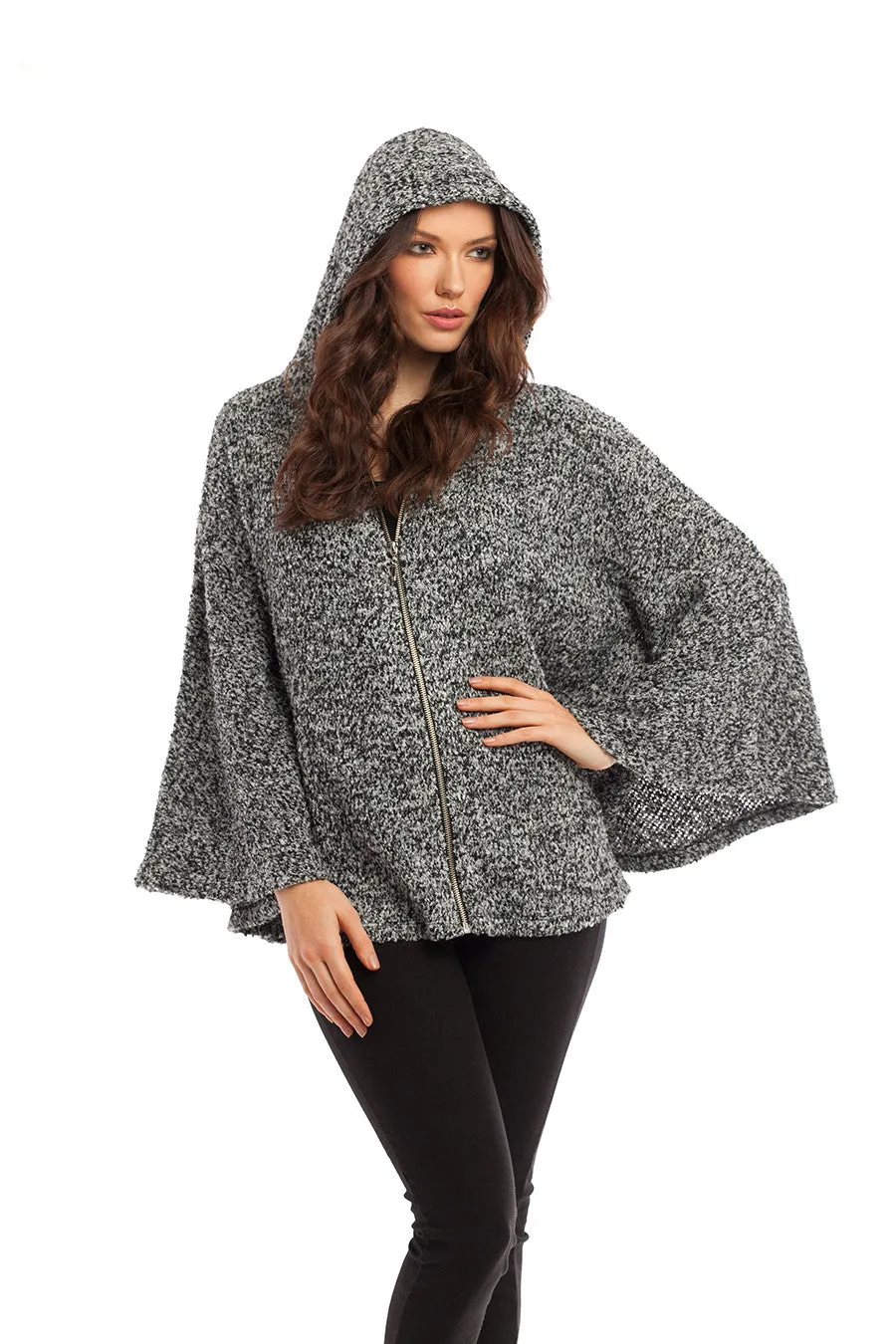 Sarah Zip Boucle' Poncho sold by Ruumur