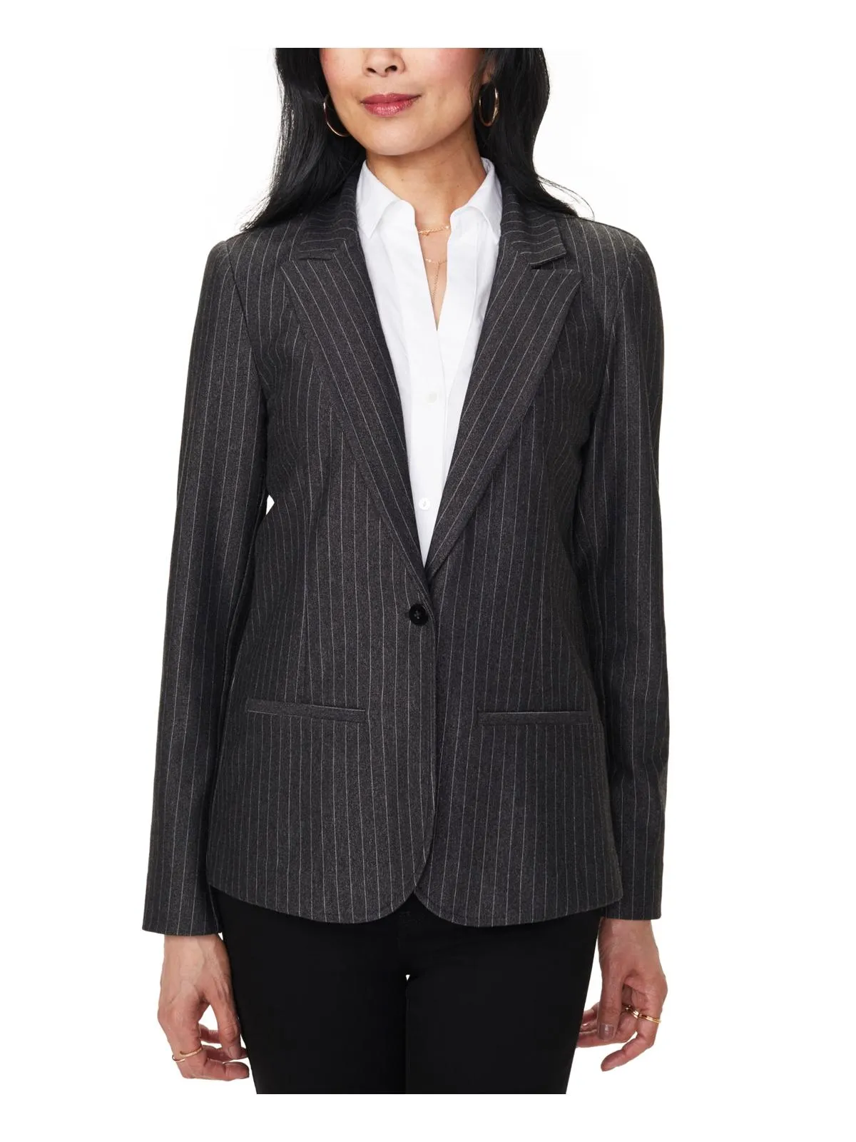 NYDJ Women's Pinstripe One Button Blazer Black Size Medium sold by Ruumur