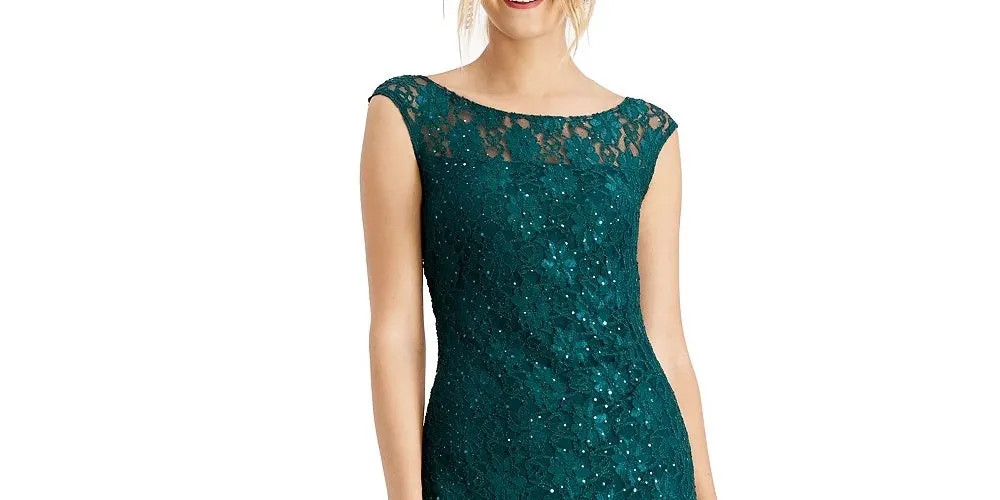Connected Women's Embroidered Rhinestone Slit Floral Sleeveless Cowl Neck Maxi Sheath Evening Dress Green Size 6 sold by Ruumur product image thumbnail 2
