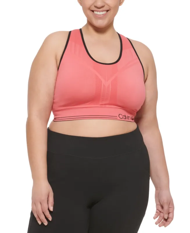 Calvin Klein Women's Reversible Medium Impact Sports Bra Red Size 1X sold by Ruumur