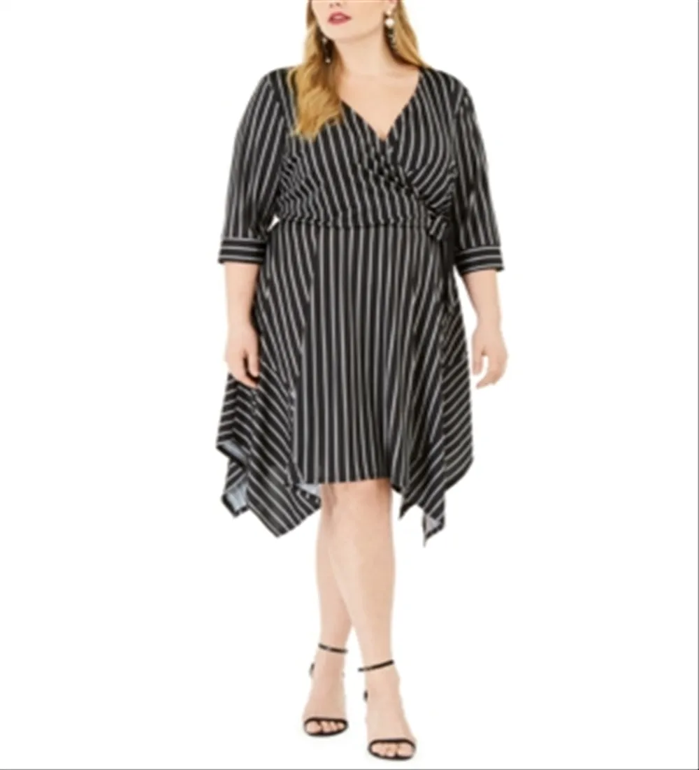 Love Squared Women's 3/4 Sleeve Below the Knee Dress Black Size 3X sold by Ruumur