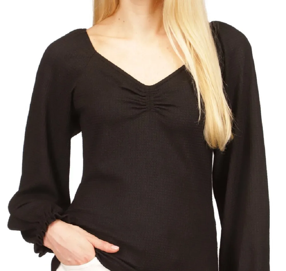 Michael Kors Women's Rouched Puff Sleeve Top Black Size Petite Small sold by Ruumur product image thumbnail 2