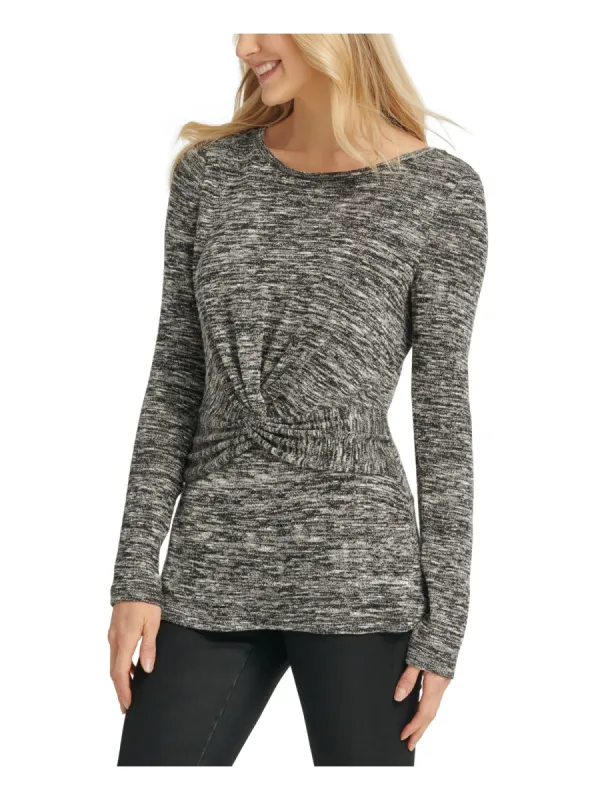 DKNY Women's Heathered Twist Front Top Gray Size Small sold by Ruumur